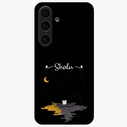 Silent Night Row Glass Case showing flat back view with calm night themed artwork and glossy glass finish.