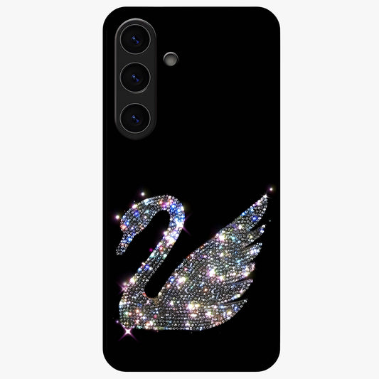 Starlit Swan Grace Glass Case showing flat back view with graceful swan artwork under starry sky and glossy glass finish.