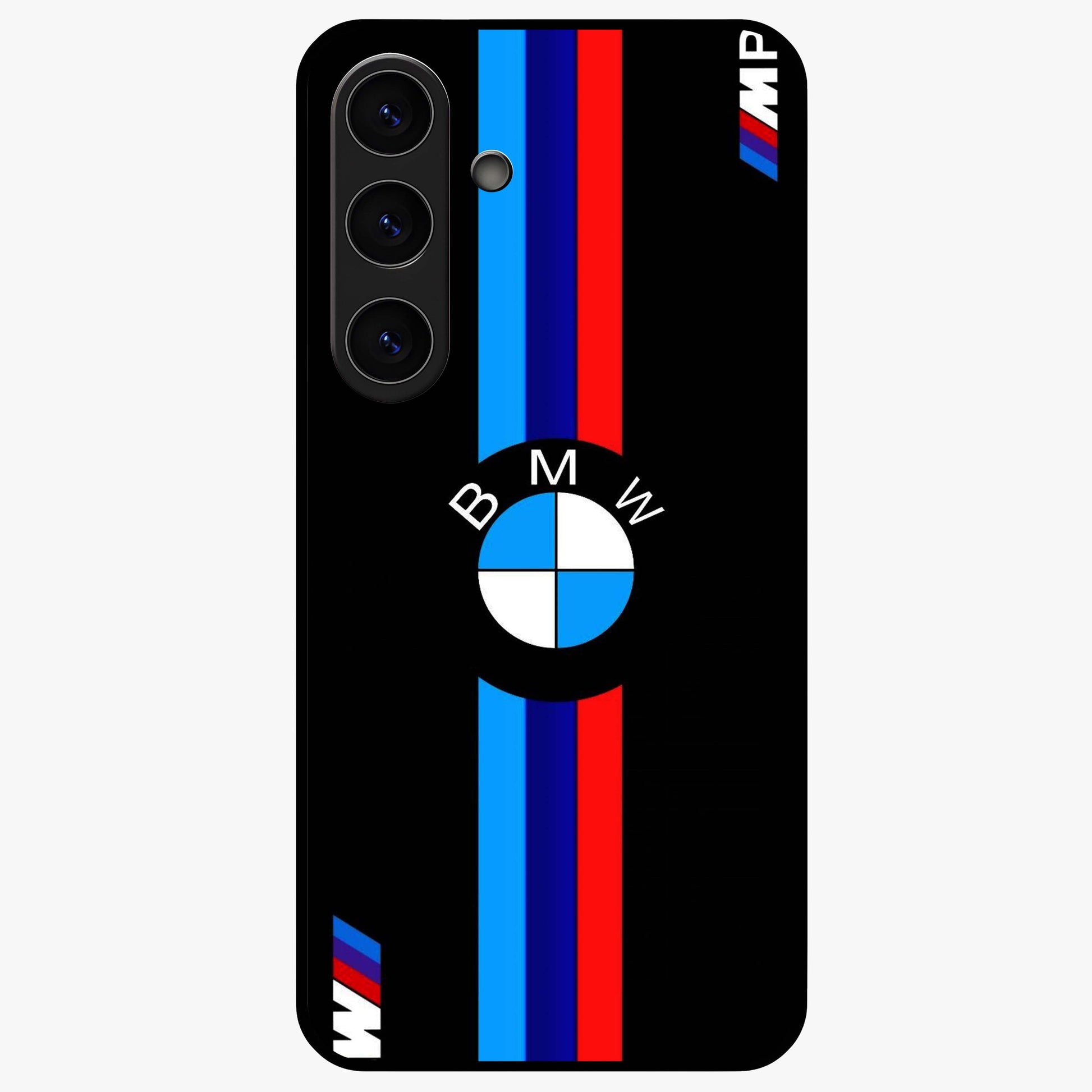 Turbo BMW Beast Glass Case showing flat back view with high performance sports car artwork and glossy glass finish.