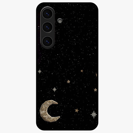 Twinkle Star With Half Moon Glass Case showing flat back view with star and half moon artwork and glossy glass finish.