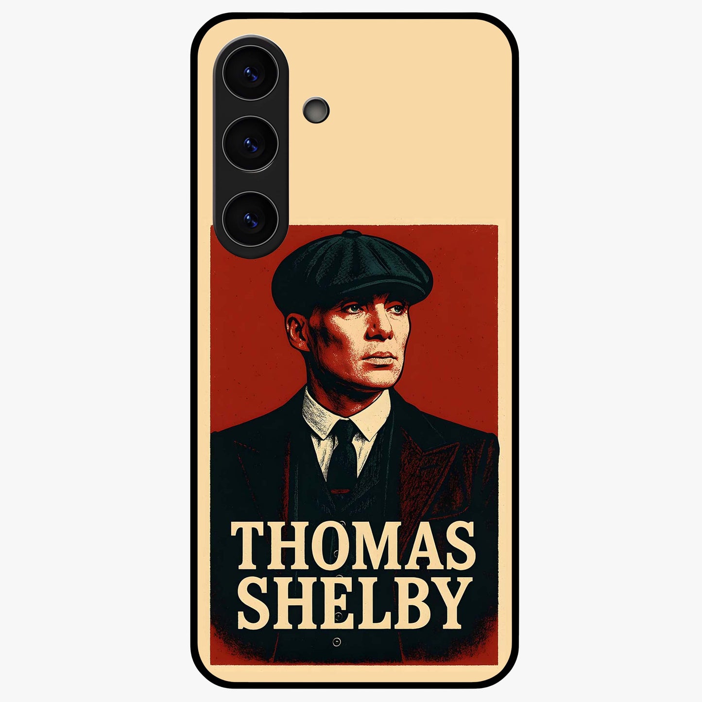 Vintage Mafia Authority Glass Case showing flat back view with bold vintage mafia inspired artwork and glossy glass finish.