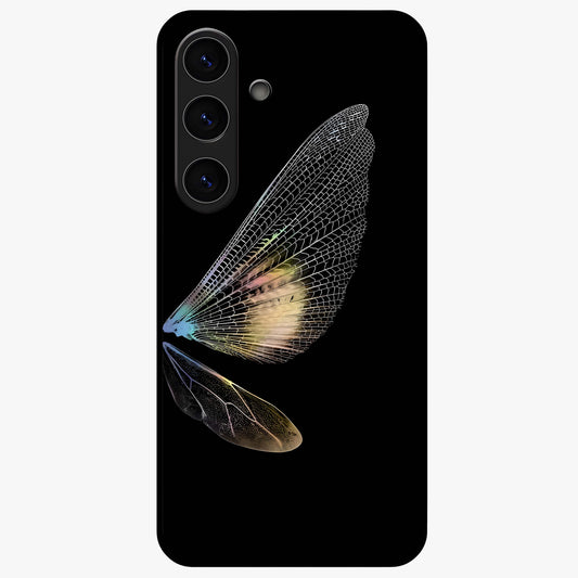 Whispers Of Wings Glass Case showing flat back view with graceful wing inspired artwork and glossy glass finish.