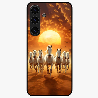 Wild Sunset Majesty Glass Case showing flat back view with majestic sunset landscape artwork and glossy glass finish.
