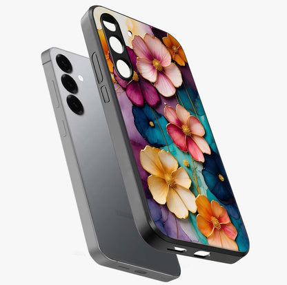 Artlyn Grace Flower Pattern Glass Case displayed in angled mockup highlighting delicate flower pattern design and smooth glass surface.