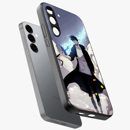 Dark Lightning Anime Warrior Glass Case displayed in angled mockup highlighting powerful lightning themed anime illustration.