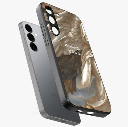 Divine Winged Grace Glass Case displayed in angled mockup highlighting graceful wing design with divine aesthetic style.