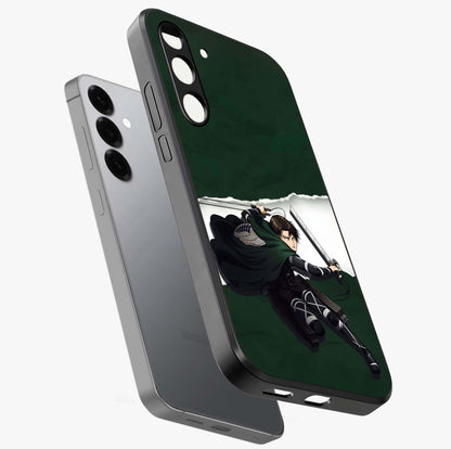 Emerald War Vanguard Glass Case displayed in angled mockup highlighting intense battle inspired design with emerald tone aesthetic.