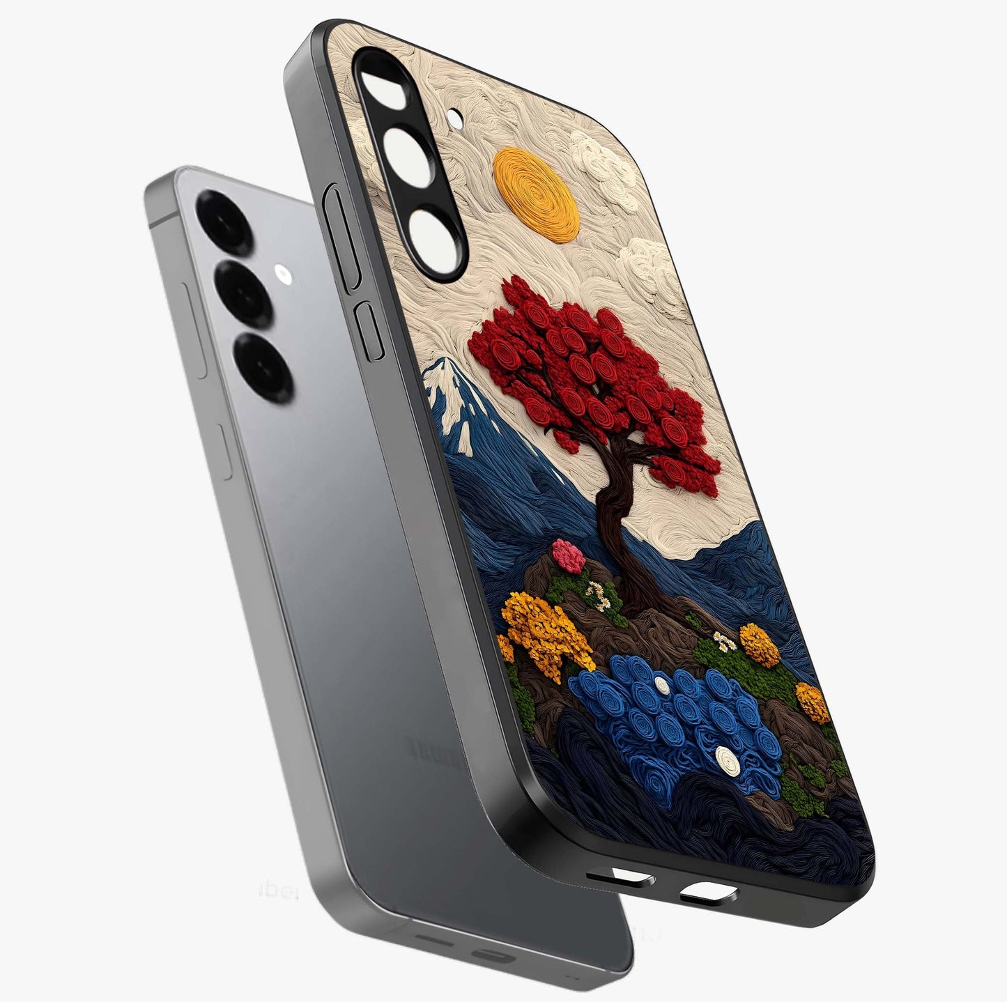 Eternal Nature Tapestry Glass Case displayed in angled mockup highlighting detailed botanical pattern with artistic aesthetic.