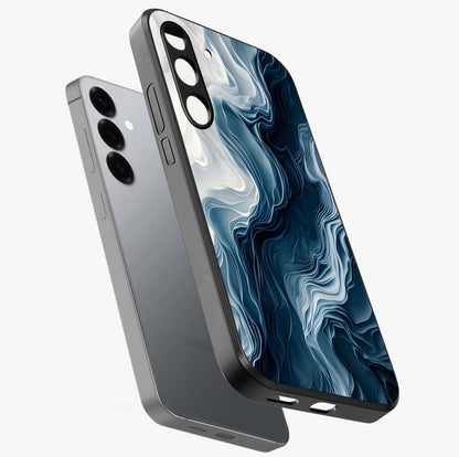 Ethereal Paper Marble Glass Case displayed in angled mockup highlighting elegant marble pattern with modern aesthetic style.