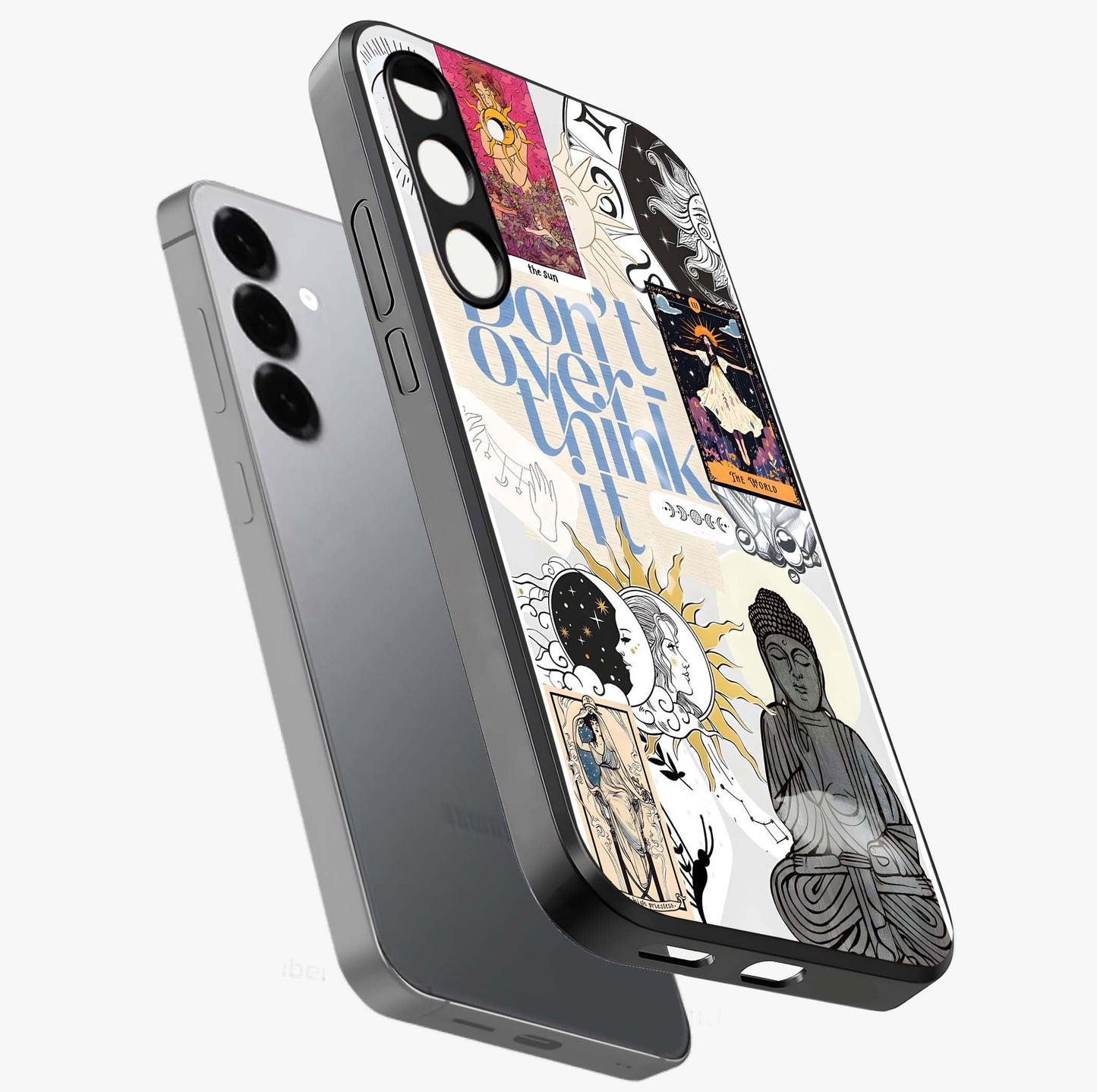Ethereal Thoughts Glass Case displayed in angled mockup highlighting soft abstract design with calm ethereal aesthetic.