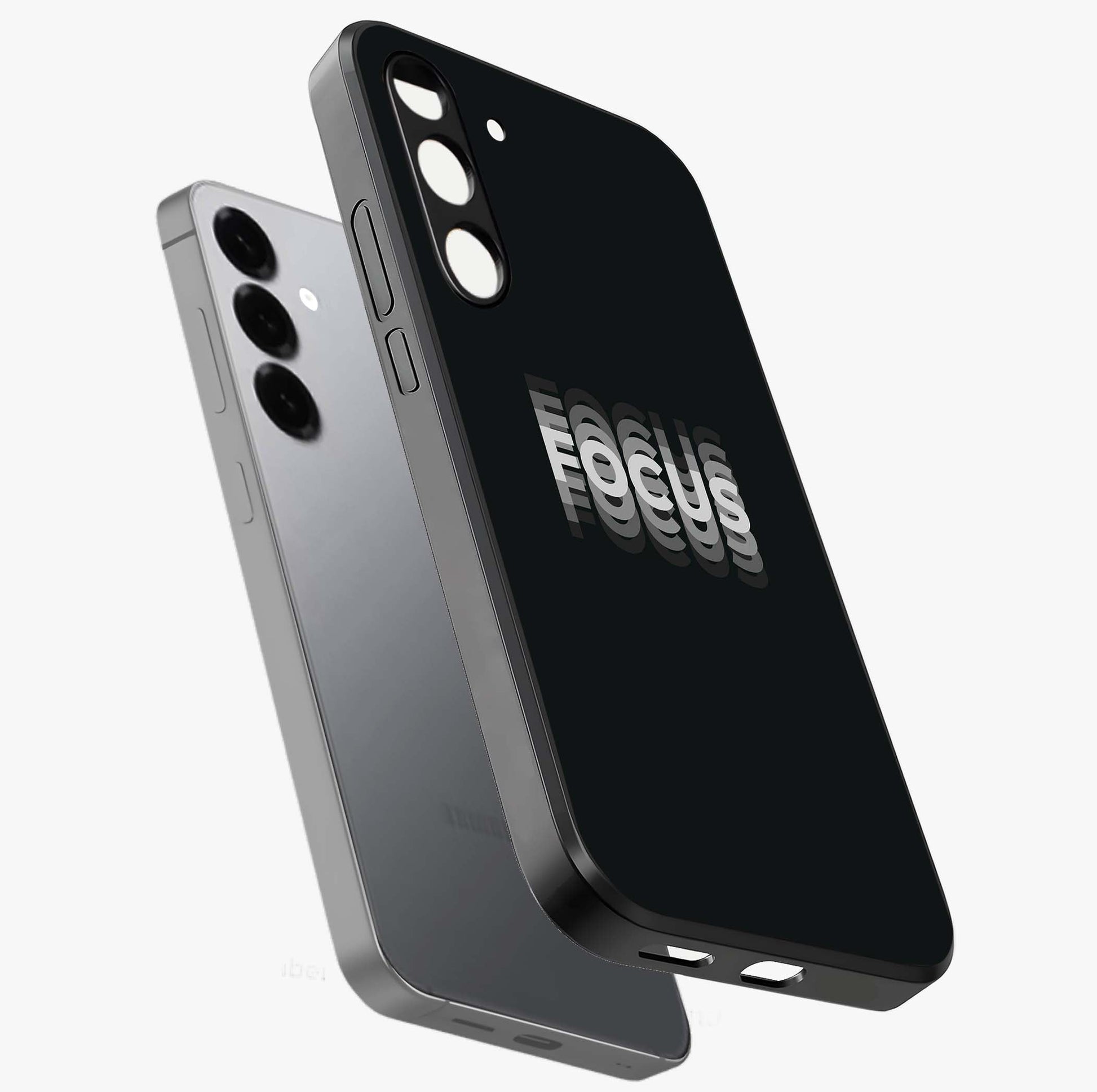 Focused Blade Discipline Glass Case displayed in angled mockup highlighting clean minimal text artwork with modern aesthetic style.