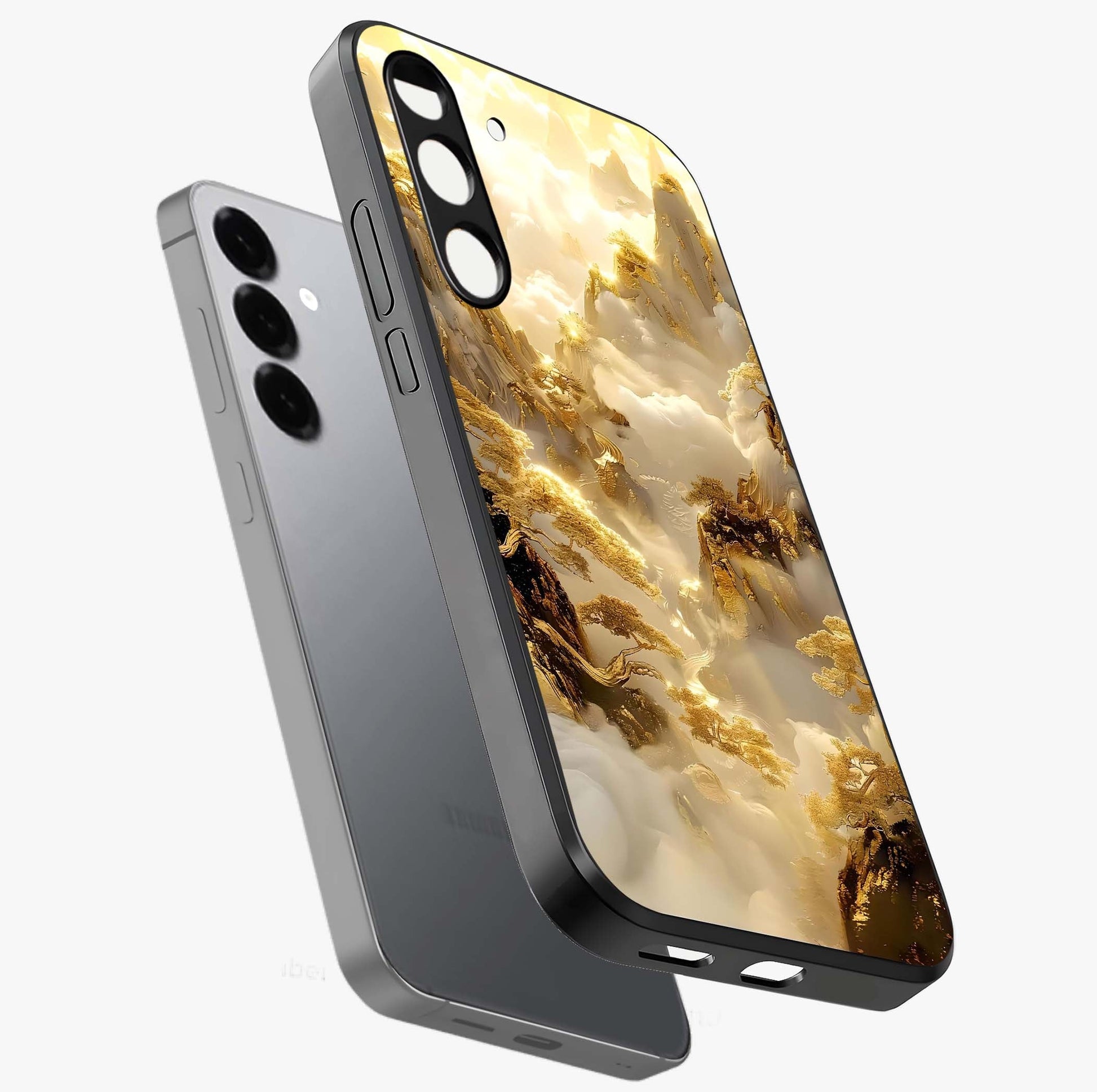 Gates Of Illumination Glass Case displayed in angled mockup highlighting radiant portal inspired design with fantasy aesthetic.