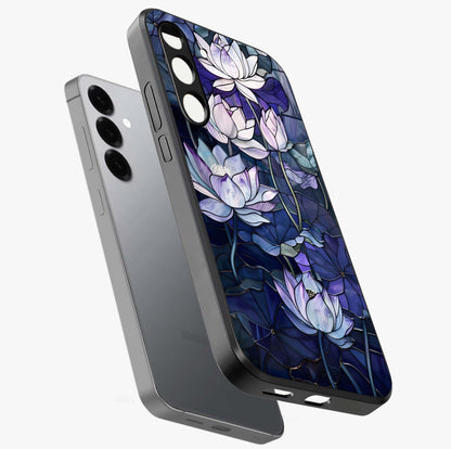Gloss Petal Rush Glass Case displayed in angled mockup highlighting vibrant petal design with elegant floral aesthetic.