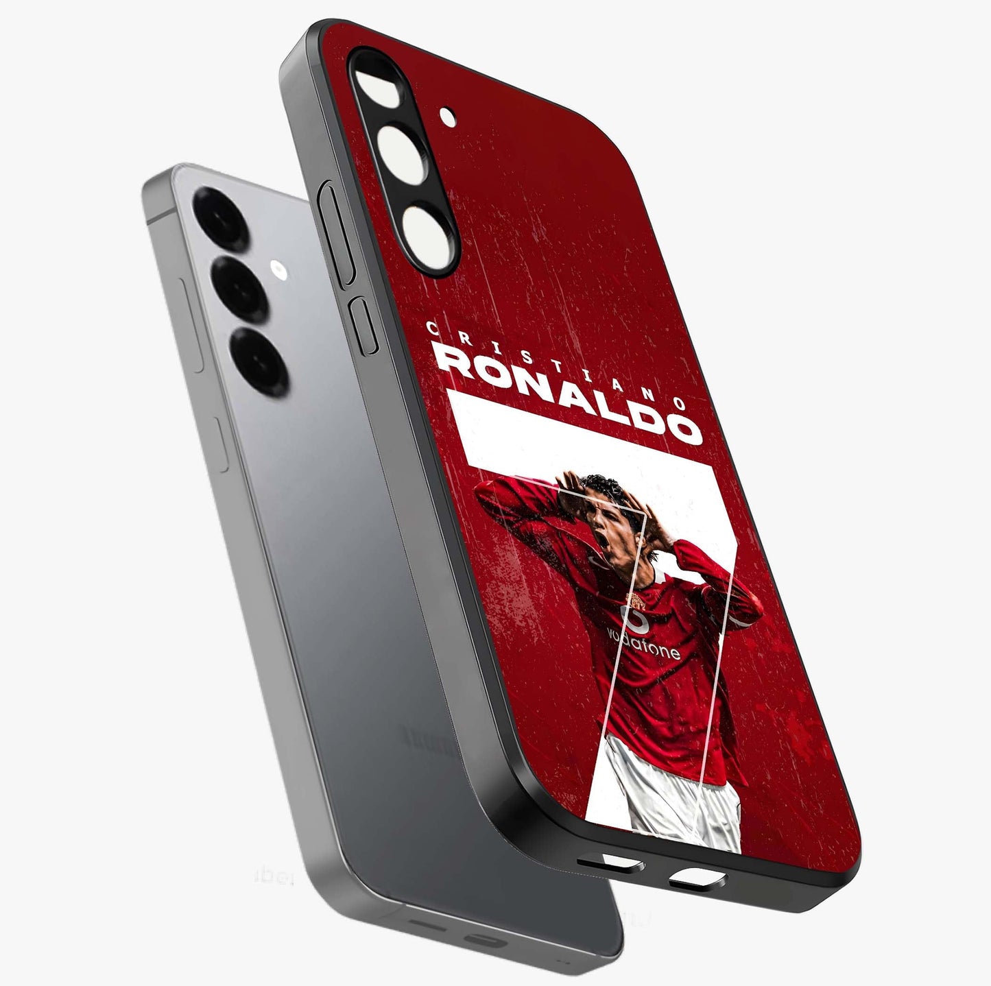 Goal Celebration Legacy Glass Case displayed in angled mockup highlighting energetic sports celebration design with bold athletic theme.