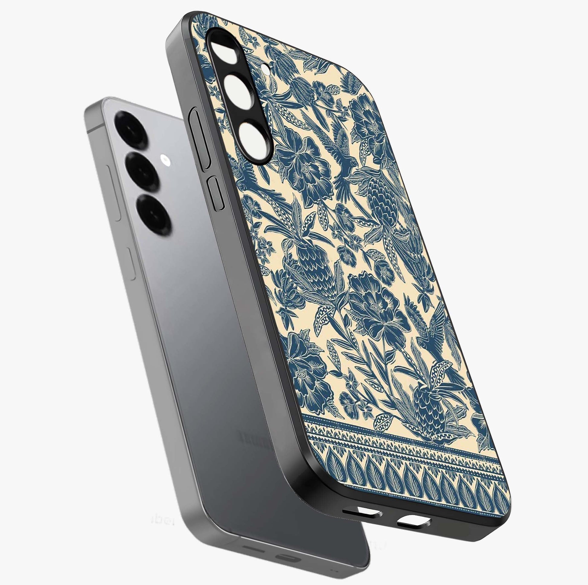 Heirloom Wild Bloom Glass Case displayed in angled mockup highlighting botanical bloom design with classic aesthetic style.