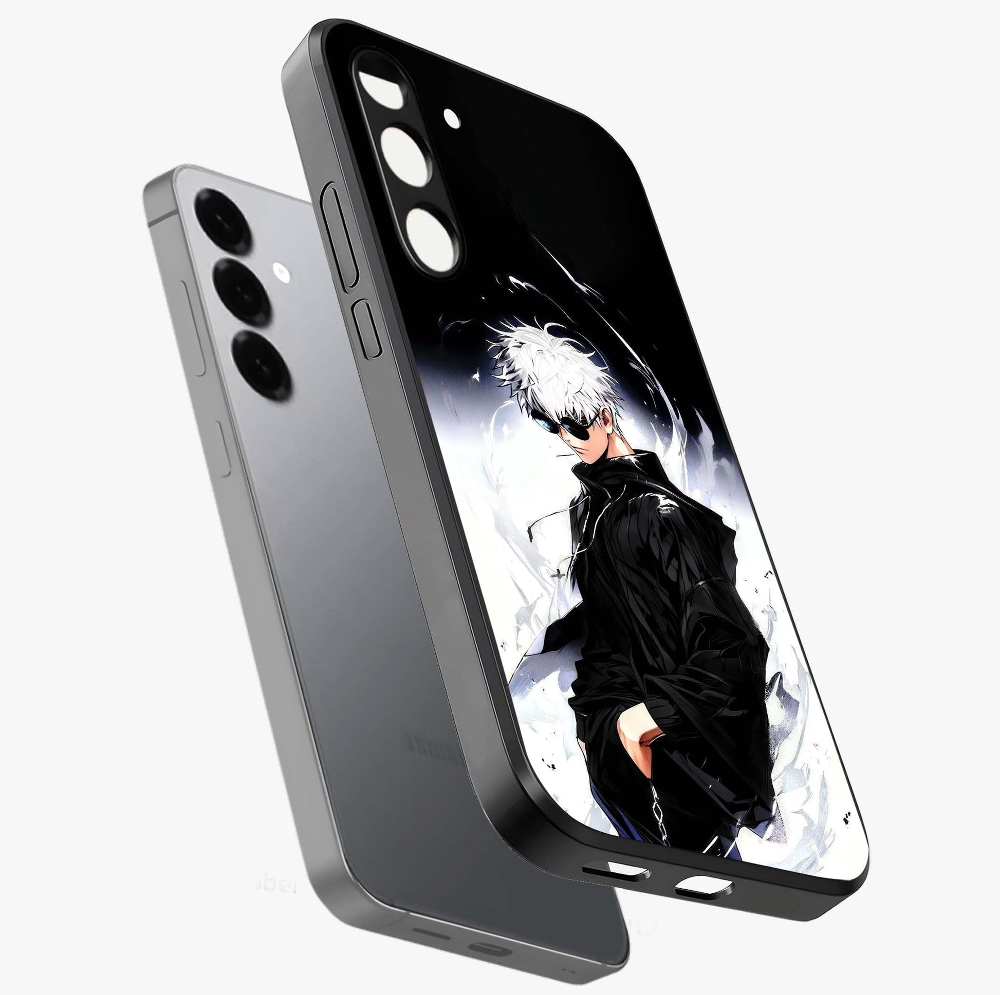 Limitless Shadow King Glass Case displayed in angled mockup highlighting dramatic dark hero design with intense aesthetic.