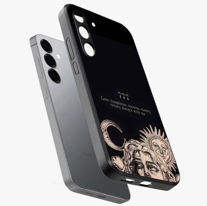 Mystic Victory Aura Glass Case displayed in angled mockup highlighting energetic aura design with bold mystical aesthetic.