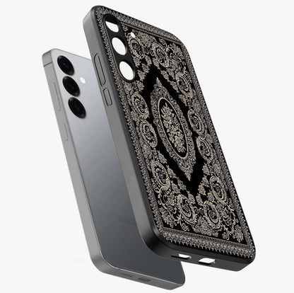 Noir Bloom Elegance Glass Case displayed in angled mockup highlighting refined flower design with stylish noir aesthetic.