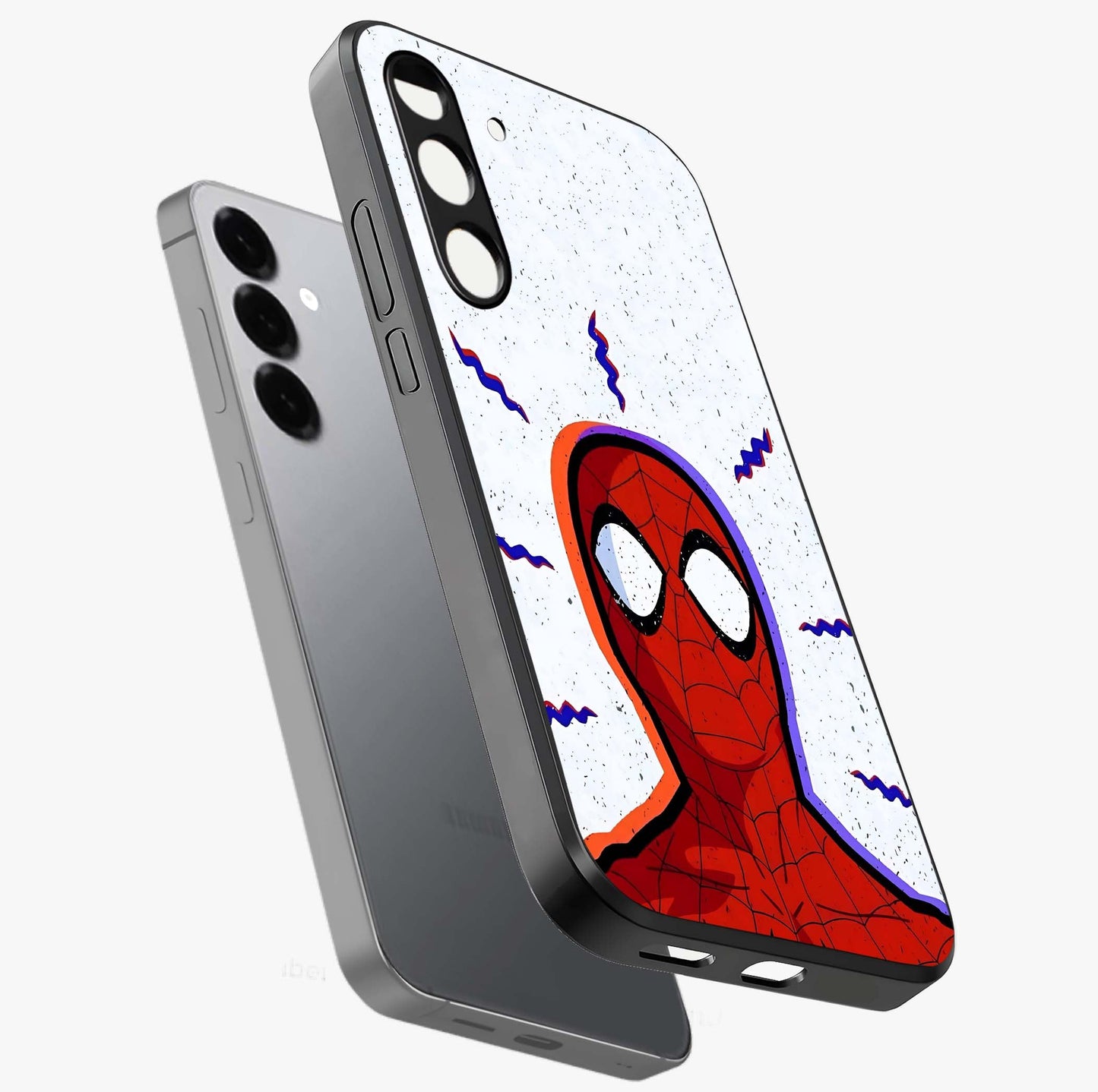 Omg Spiderman Glass Case displayed in angled mockup highlighting dynamic hero illustration with action comic aesthetic.