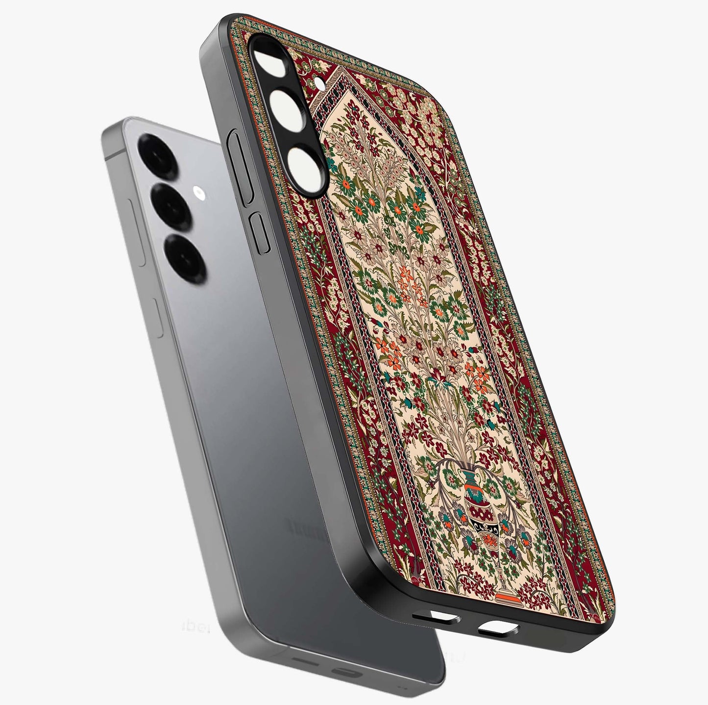 Persian Inspired Glass Case displayed in angled mockup highlighting intricate traditional design with elegant cultural aesthetic.