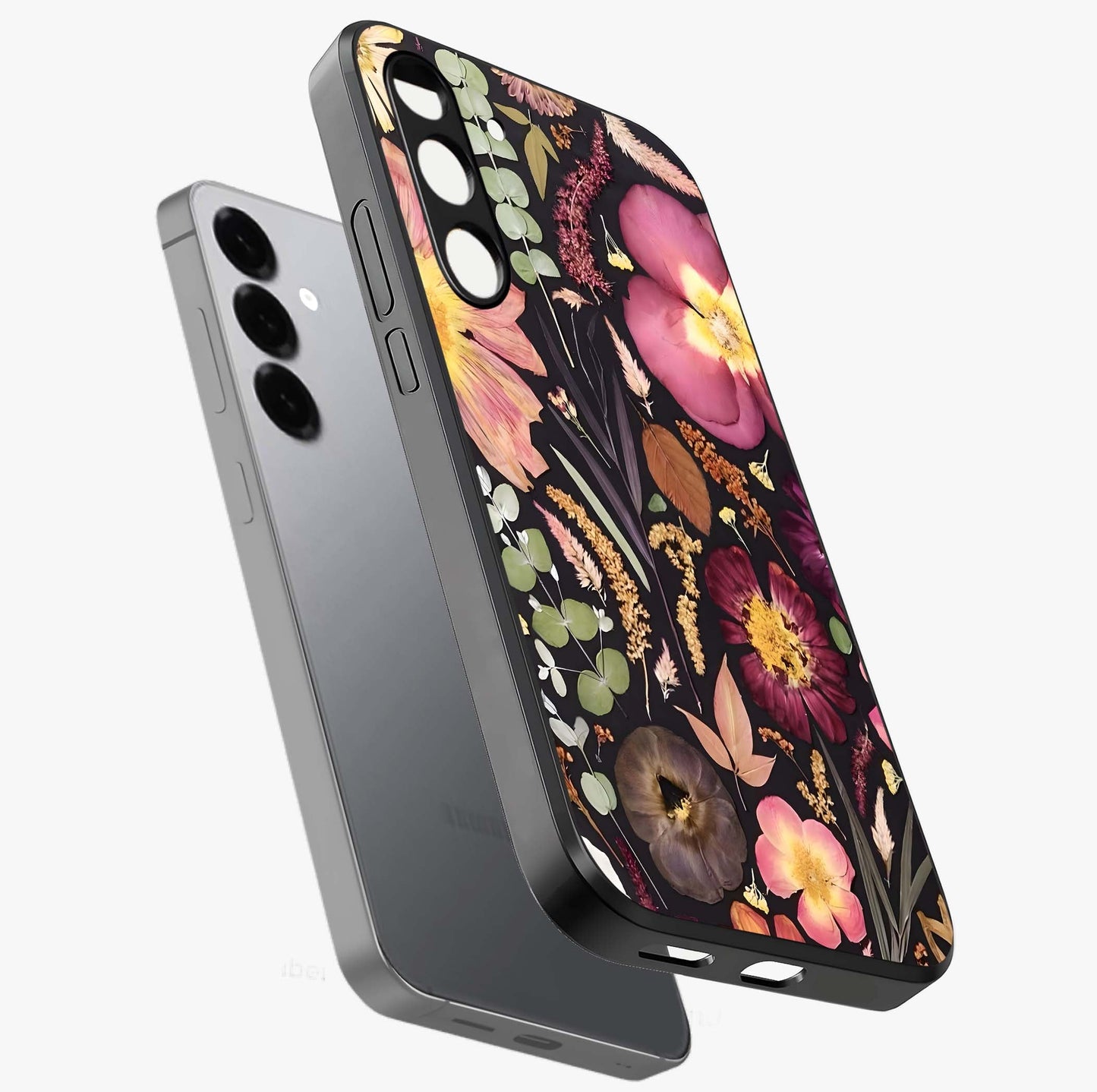 Petal Dream Tapestry Glass Case displayed in angled mockup highlighting decorative petal pattern with elegant botanical aesthetic.