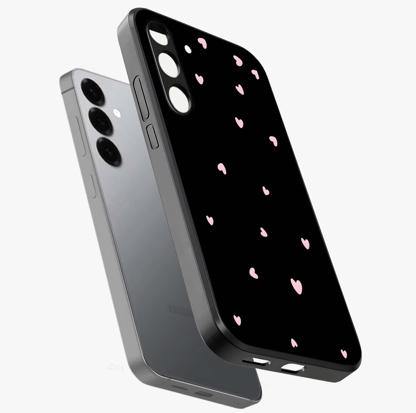 Pink Love Drops Glass Case displayed in angled mockup highlighting cute love drop design with vibrant pink aesthetic.