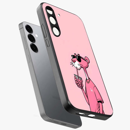 Pink Panther Glass Case displayed in angled mockup highlighting playful cartoon character design with vibrant pink aesthetic.