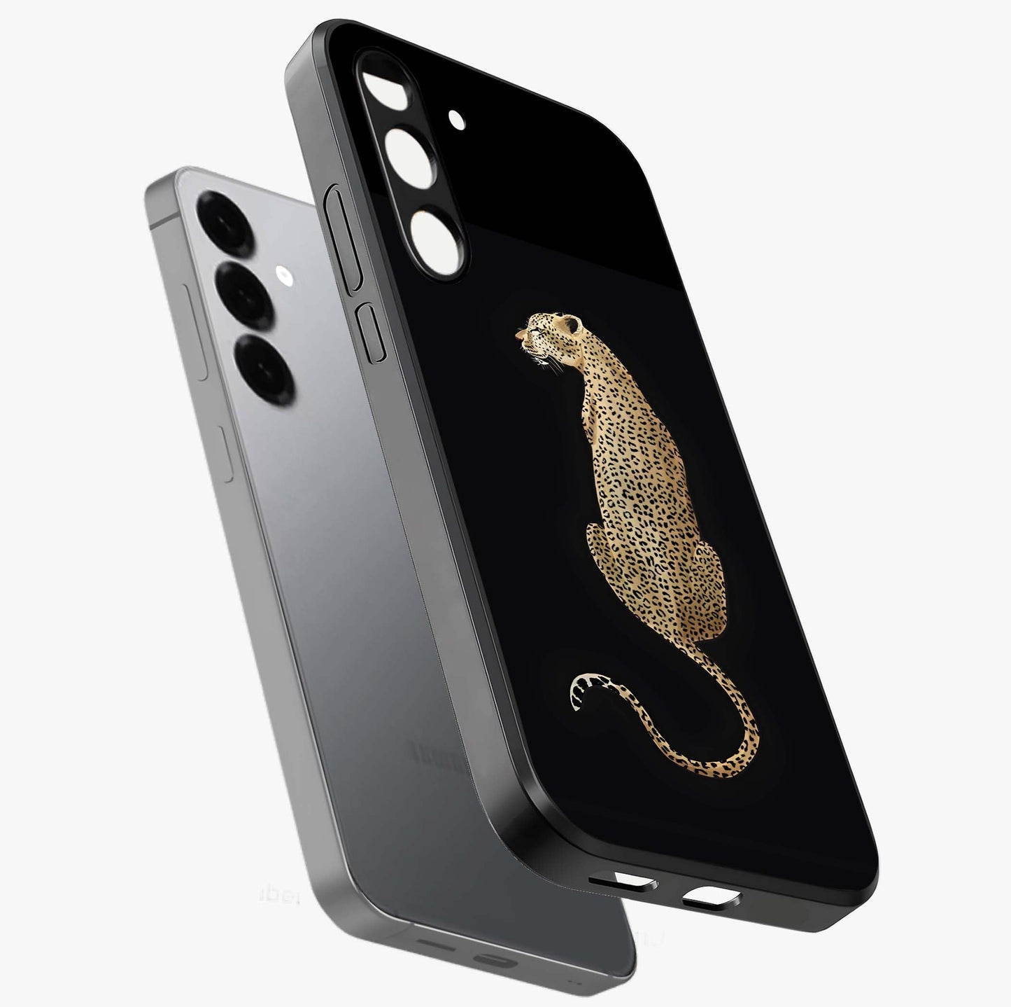 Regal Leopard Glass Case displayed in angled mockup highlighting powerful animal illustration with stylish wild aesthetic.