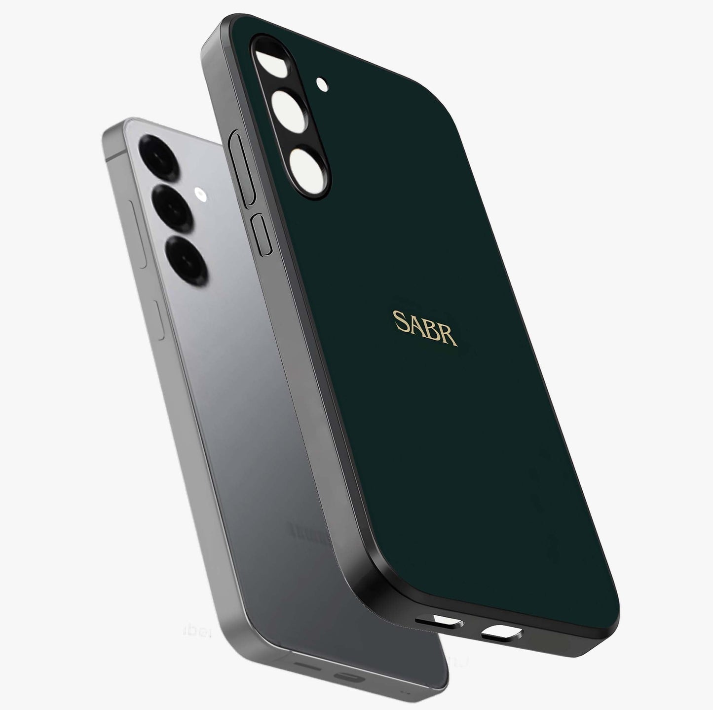 Sabr Minimal Patience Glass Case displayed in angled mockup highlighting simple inspirational design with clean aesthetic style.