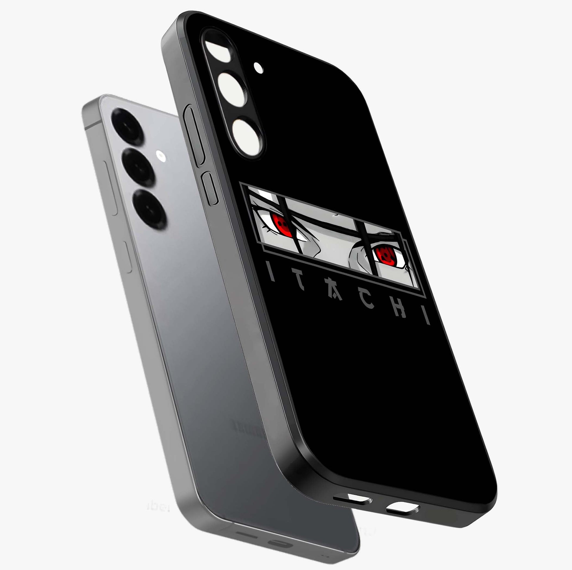 Scarlet Gaze Dominance Glass Case displayed in angled mockup highlighting intense visual design with bold scarlet aesthetic.
