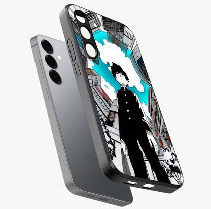 Silent Psychic Awakening Glass Case displayed in angled mockup highlighting spiritual awakening design with cosmic aesthetic.