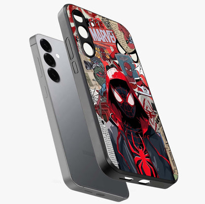 Spider Collage Street Glass Case displayed in angled mockup highlighting dynamic street style collage design with comic aesthetic.