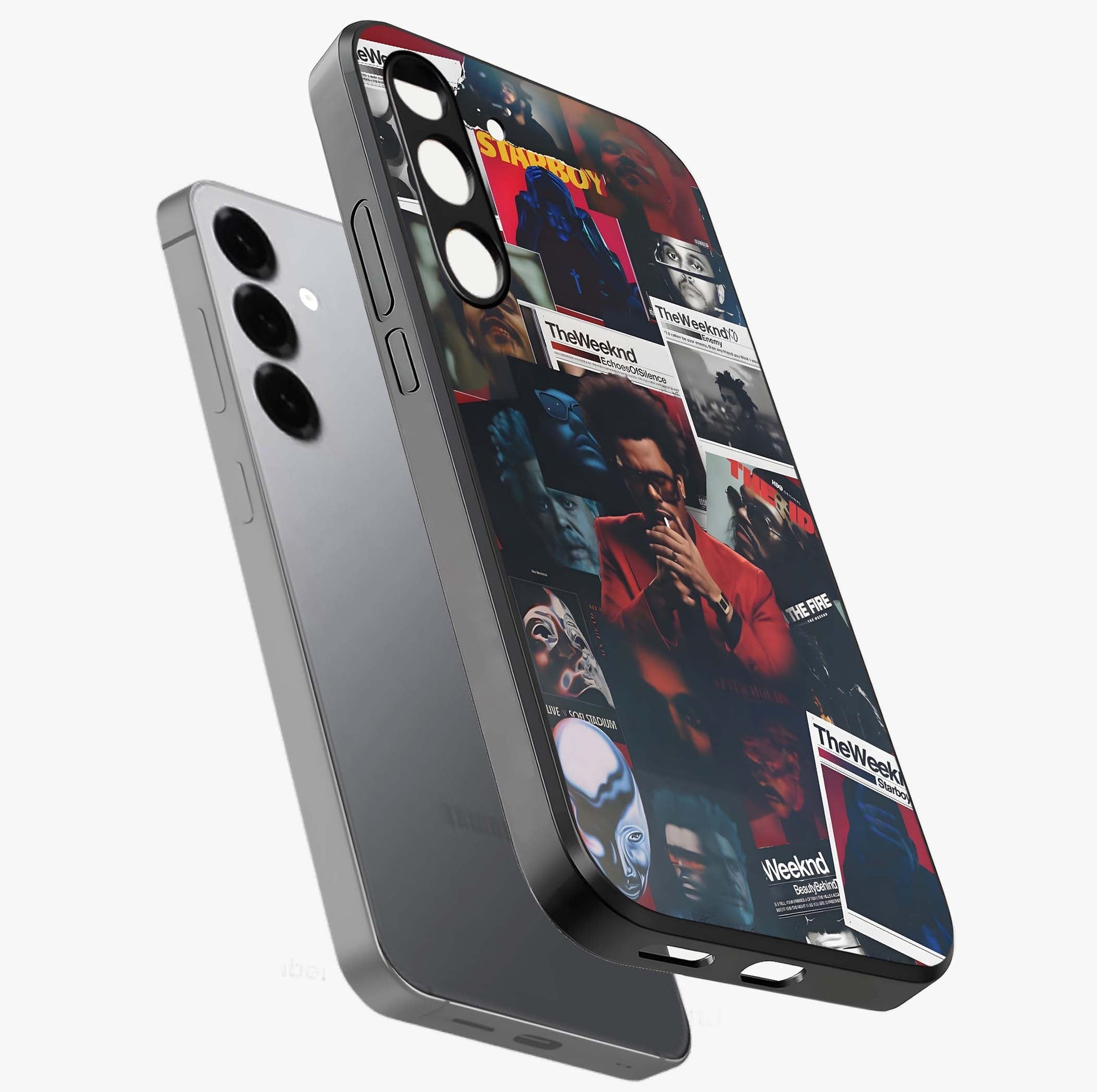 The Weeknd Glass Case displayed in angled mockup highlighting stylish pop culture inspired design with modern aesthetic.