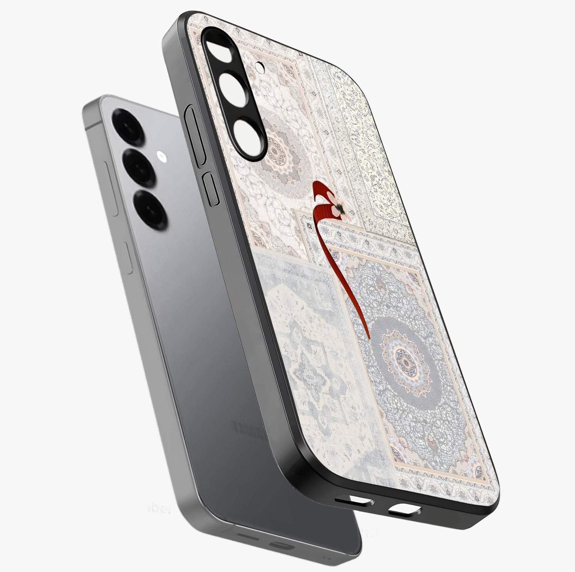 White Aesthetic Bow Glass Case displayed in angled mockup highlighting clean bow design with soft aesthetic style.