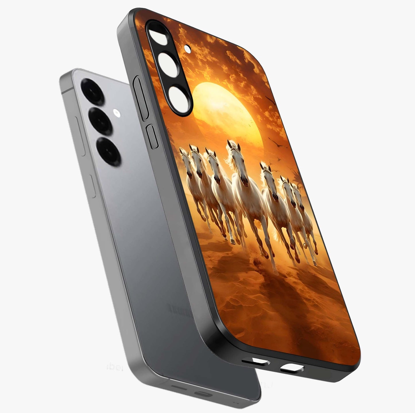 Wild Sunset Majesty Glass Case displayed in angled mockup highlighting vibrant sunset sky design with scenic aesthetic.