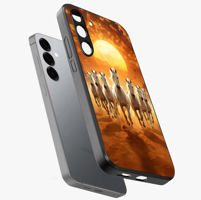 Wild Sunset Majesty Glass Case displayed in angled mockup highlighting vibrant sunset sky design with scenic aesthetic.