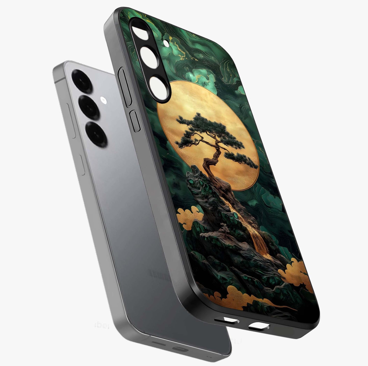Zen Moon Rise Glass Case displayed in angled mockup highlighting peaceful lunar design with zen aesthetic style.
