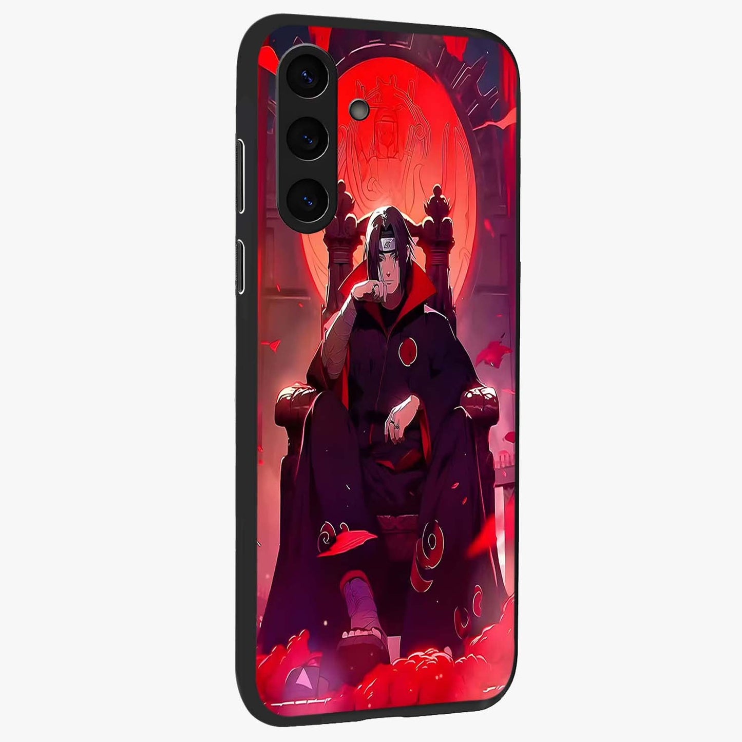 Blood Moon Sovereign Glass Case upright view showcasing powerful moon inspired artwork with cosmic aesthetic style.