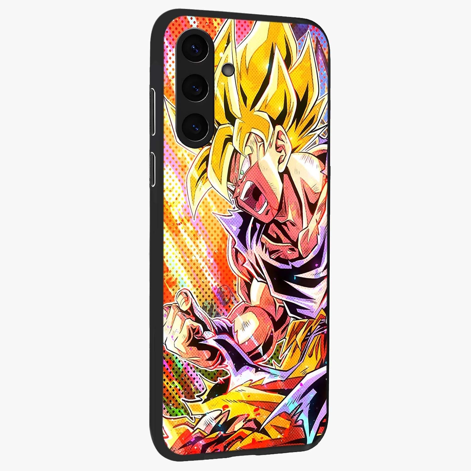 Firing Goku Glass Case upright view showcasing energetic anime artwork with bold warrior theme.