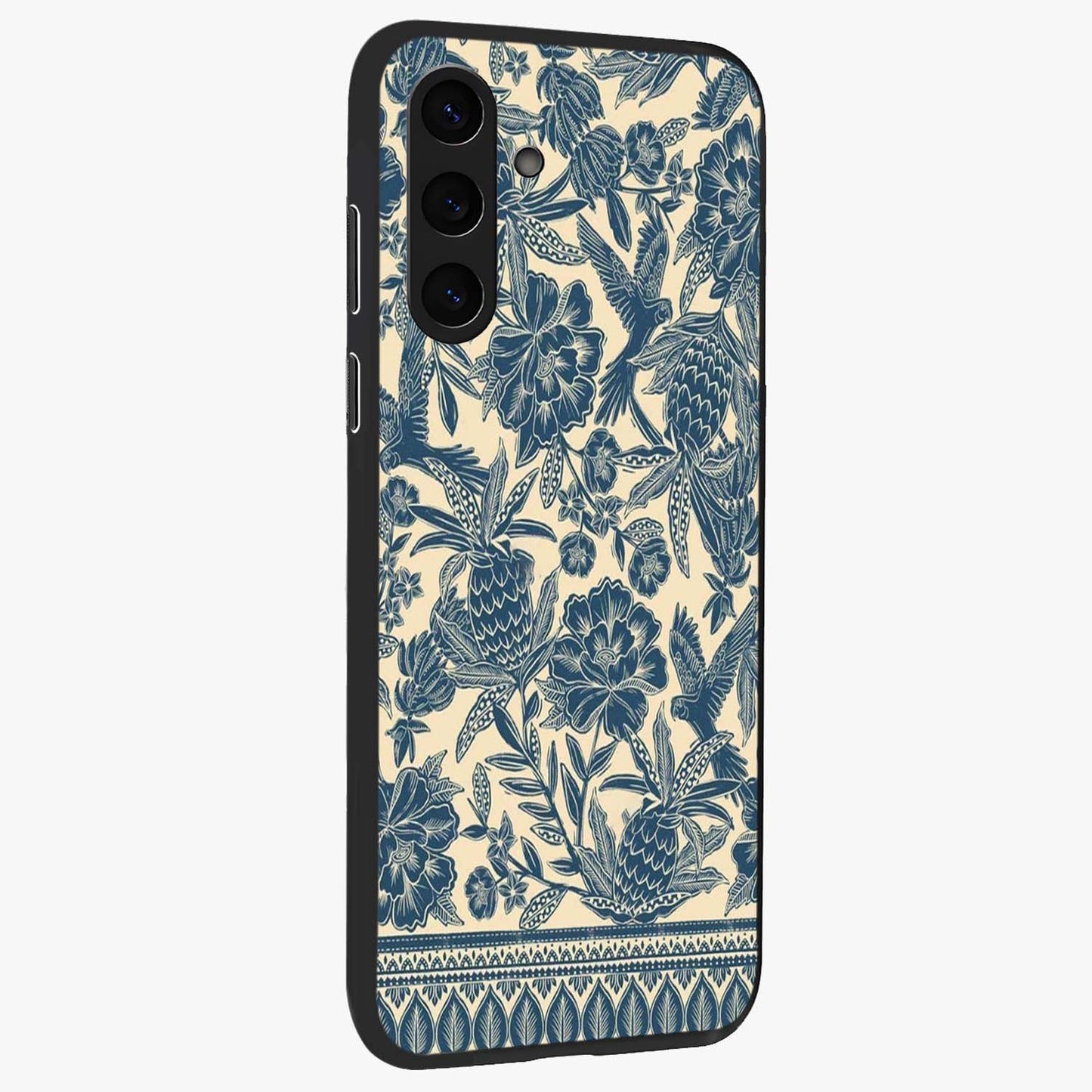 Heirloom Wild Bloom Glass Case upright view showcasing delicate wildflower artwork with timeless floral theme.