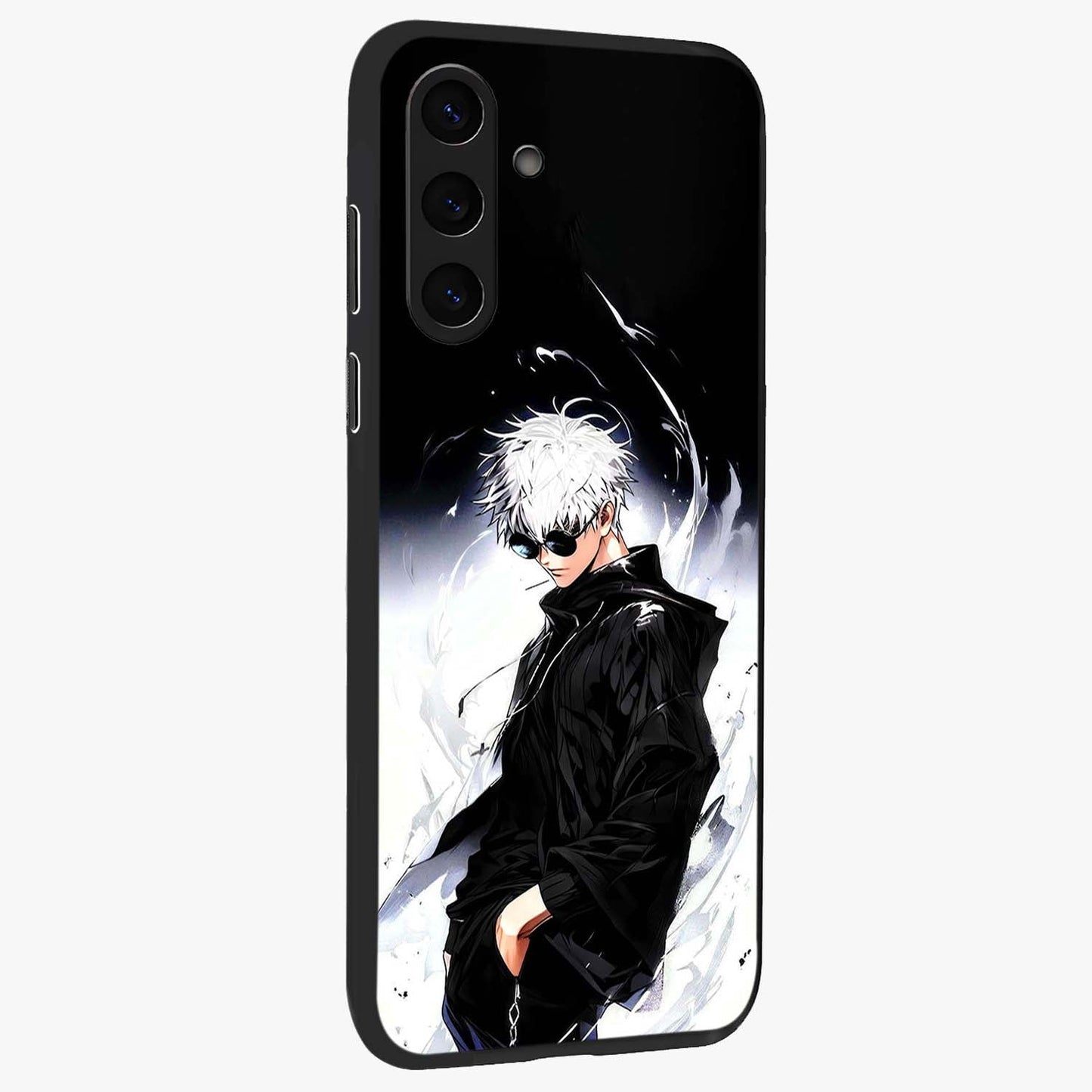 Limitless Shadow King Glass Case upright view showcasing bold shadow warrior artwork with epic fantasy theme.