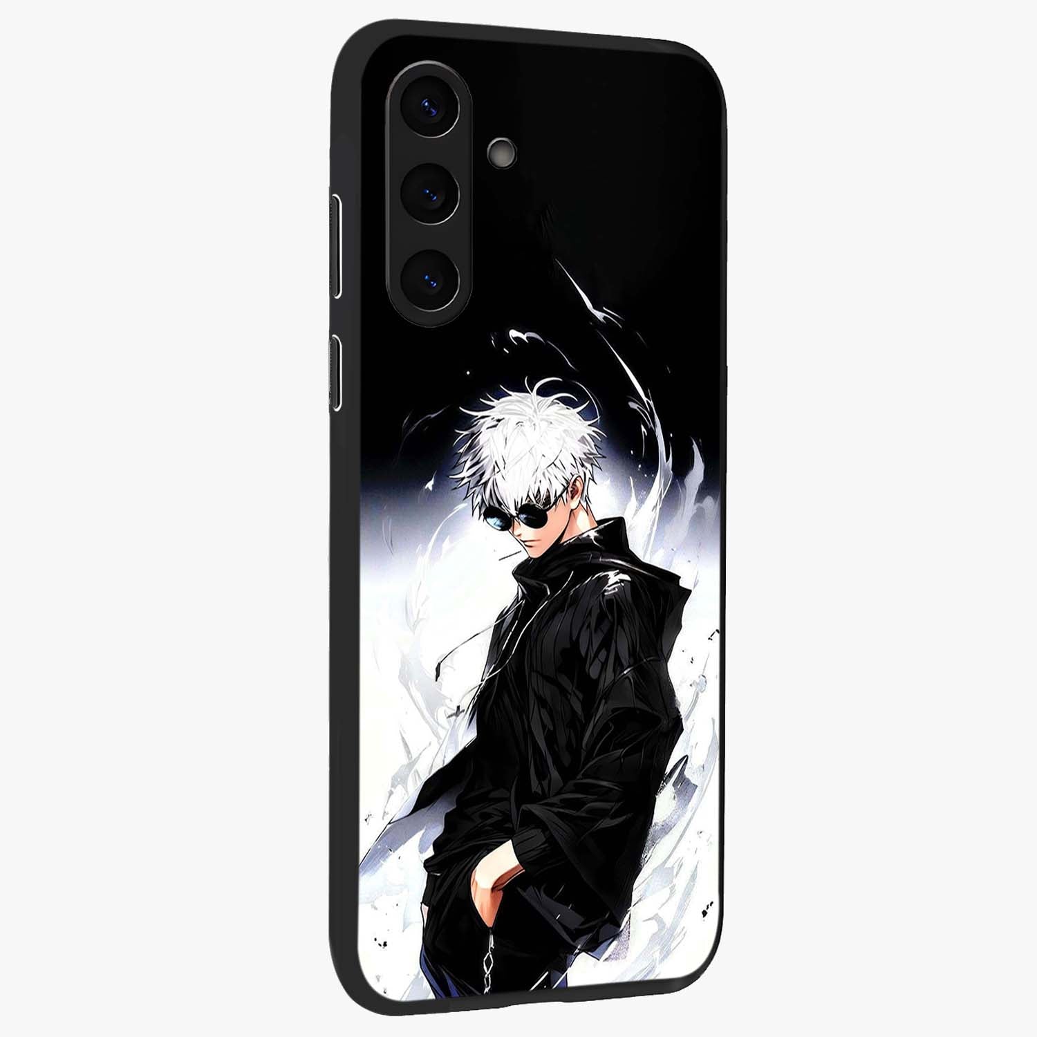 Limitless Shadow King Glass Case upright view showcasing bold shadow warrior artwork with epic fantasy theme.