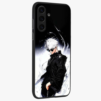 Limitless Shadow King Glass Case upright view showcasing bold shadow warrior artwork with epic fantasy theme.
