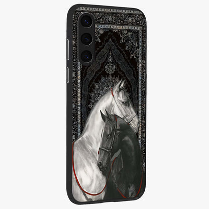 Majestic Ride Legacy Glass Case upright view showcasing dynamic ride inspired artwork with modern automotive theme.