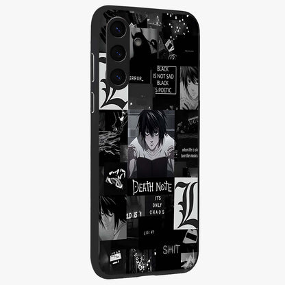 Midnight Chaos Mind Glass Case upright view showcasing expressive abstract artwork with bold dark theme.