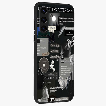 Midnight Love Echo Glass Case upright view showcasing expressive romantic artwork with dreamy midnight theme.