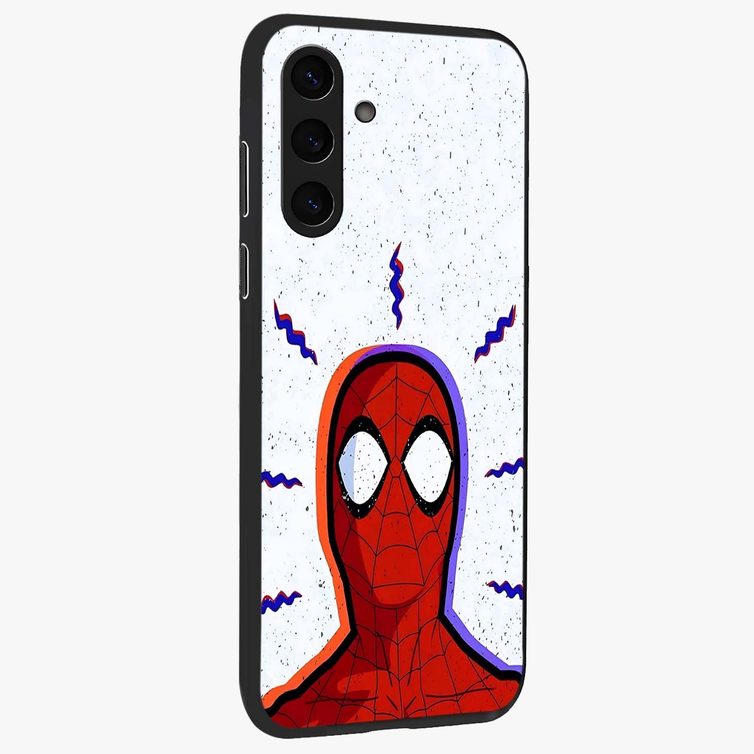 Omg Spiderman Glass Case upright view showcasing energetic superhero artwork with vibrant comic theme.