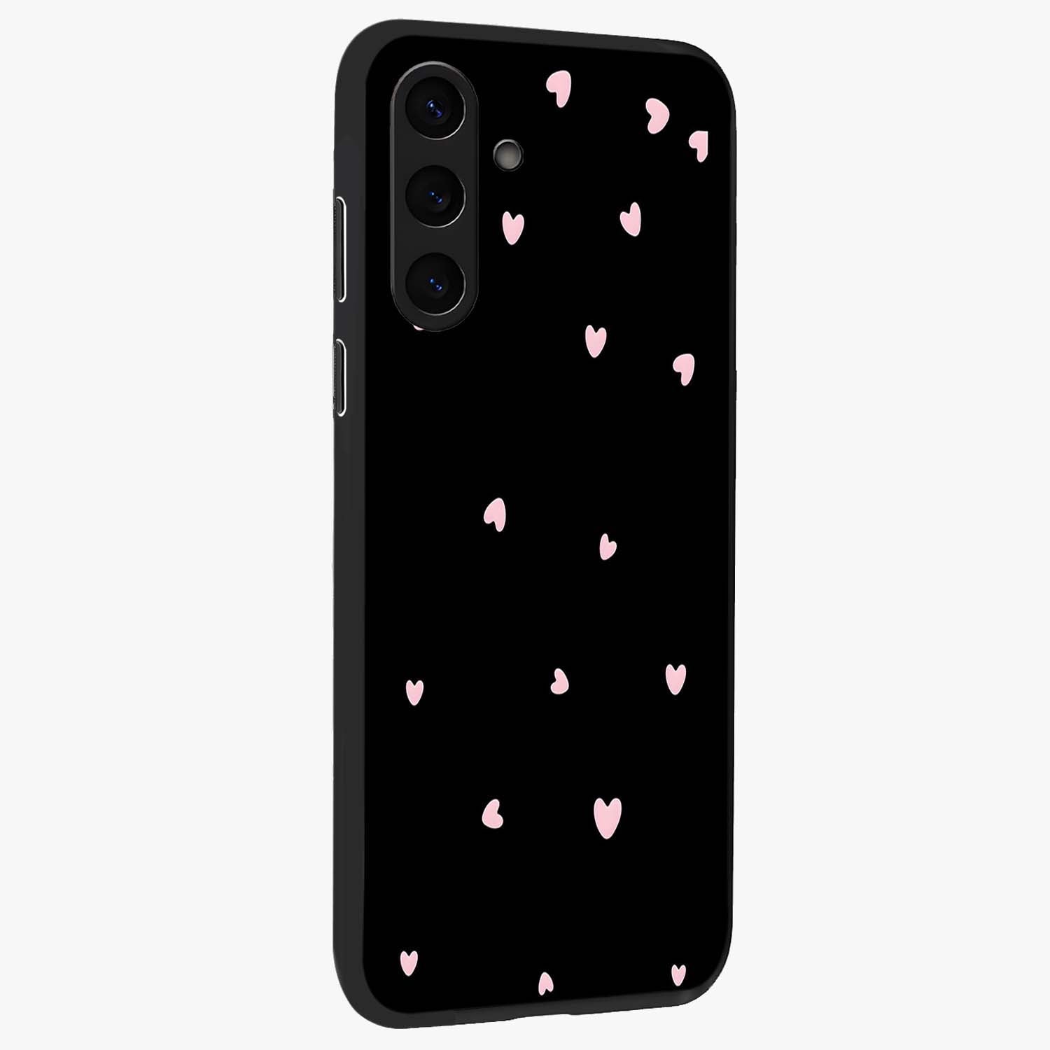 Pink Love Drops Glass Case upright view showcasing charming heart drop artwork with romantic playful theme.