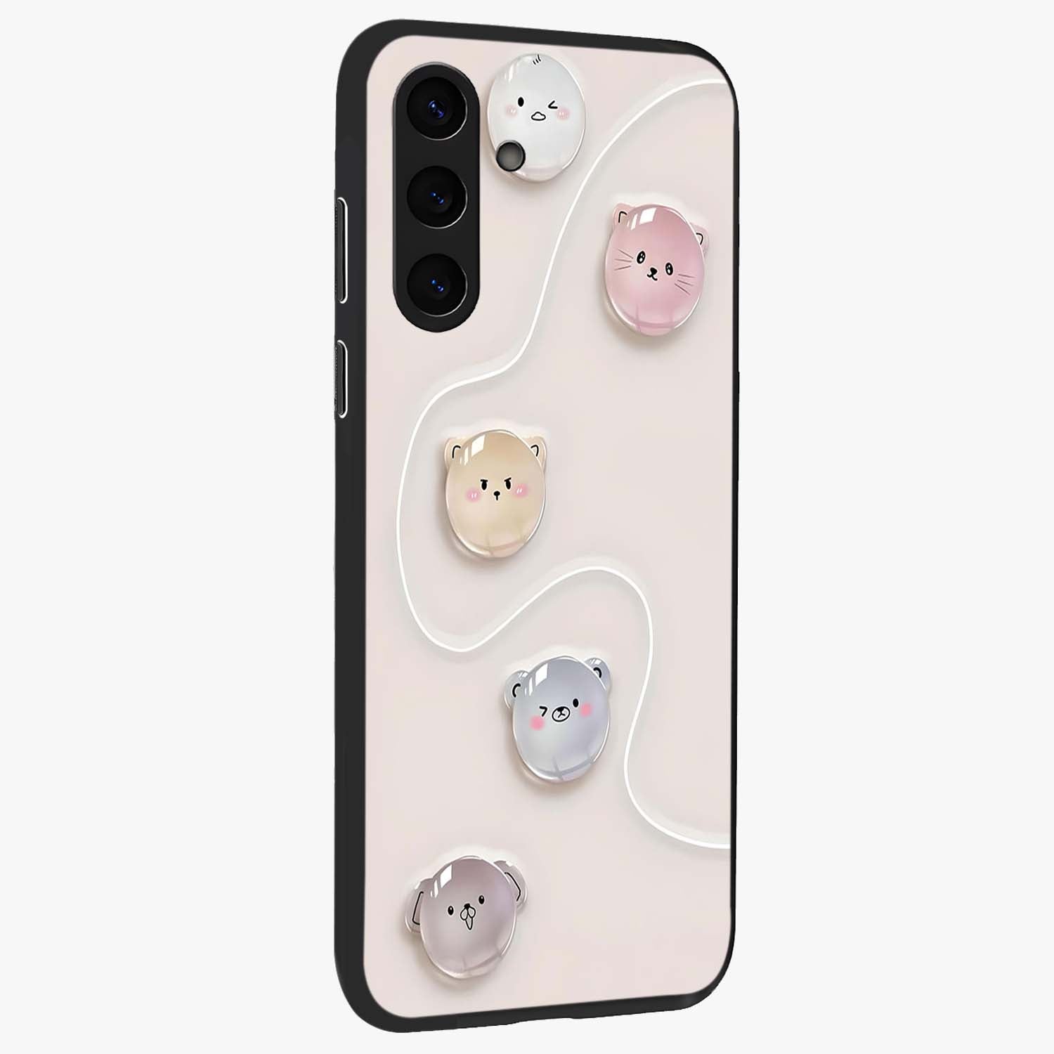 Puffy Face Parade Glass Case upright view showcasing adorable character artwork with cheerful animated theme.