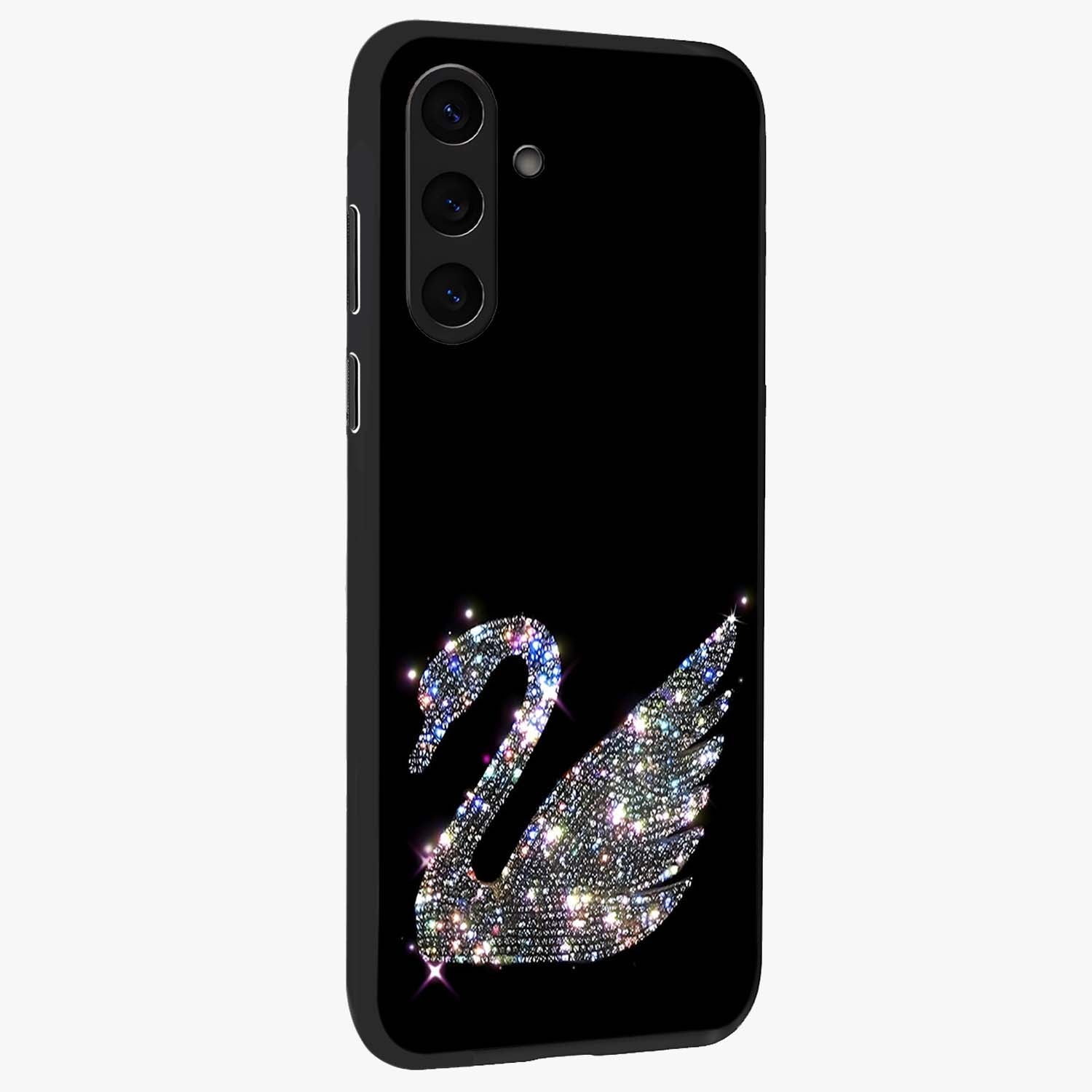 Starlit Swan Grace Glass Case upright view showcasing beautiful swan artwork with peaceful night themed design.